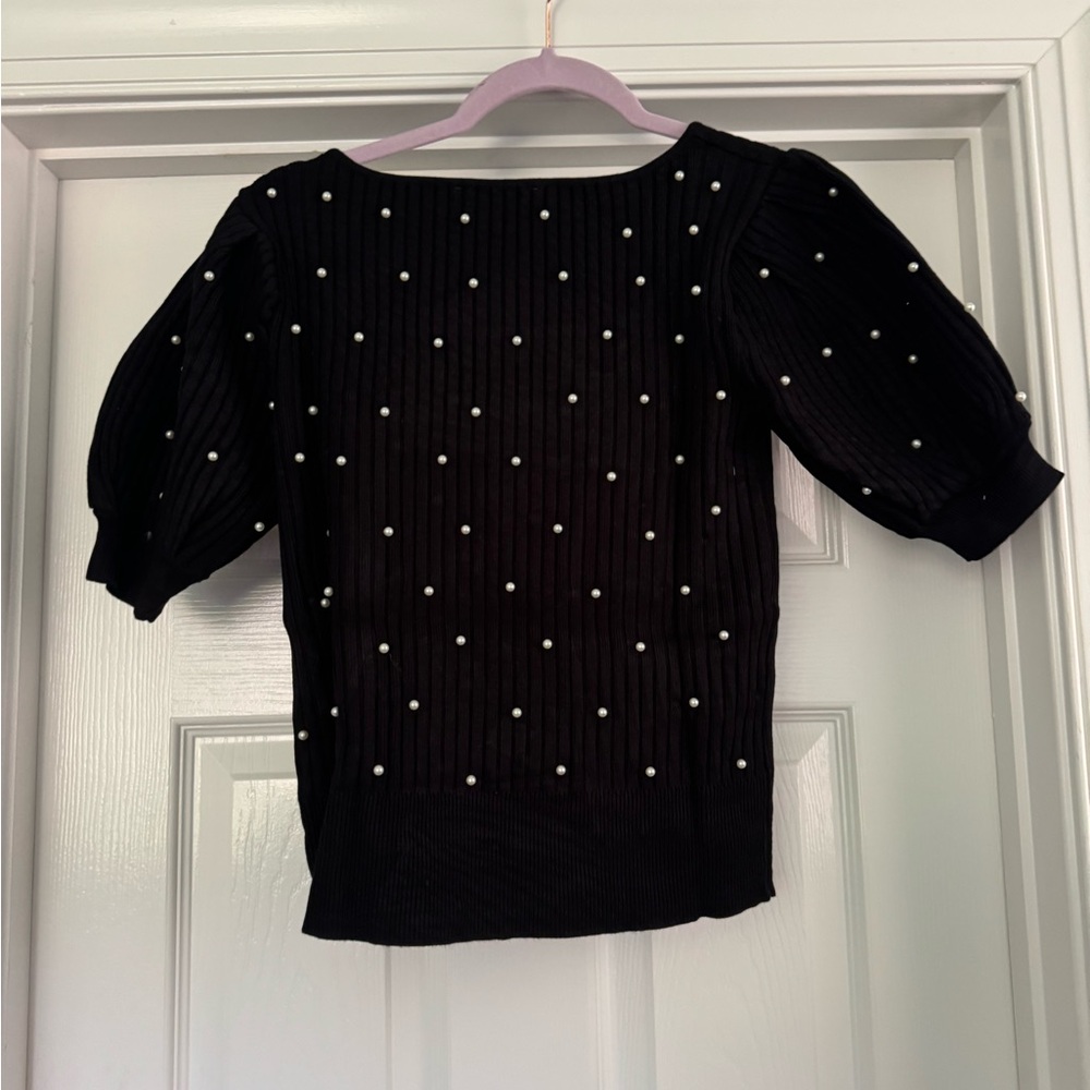 Women’s Knit Two Piece Puff Sleeve Top and Mini Skirt Set - Picture 3 of 11